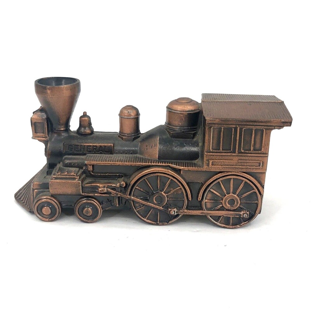1974 Banthrico Chicago General Train Diecast Metal Coin Bank Copper Color VTG